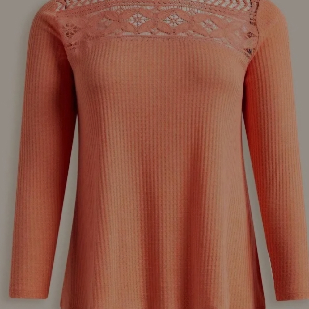 Torris Waffle Crochet Yoke Top